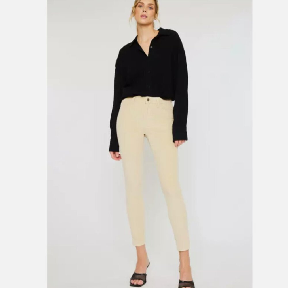 KanCan Lupe High Rise Corduroy Pants Jeans Womens 9/28‎ Beige Ankle Crop